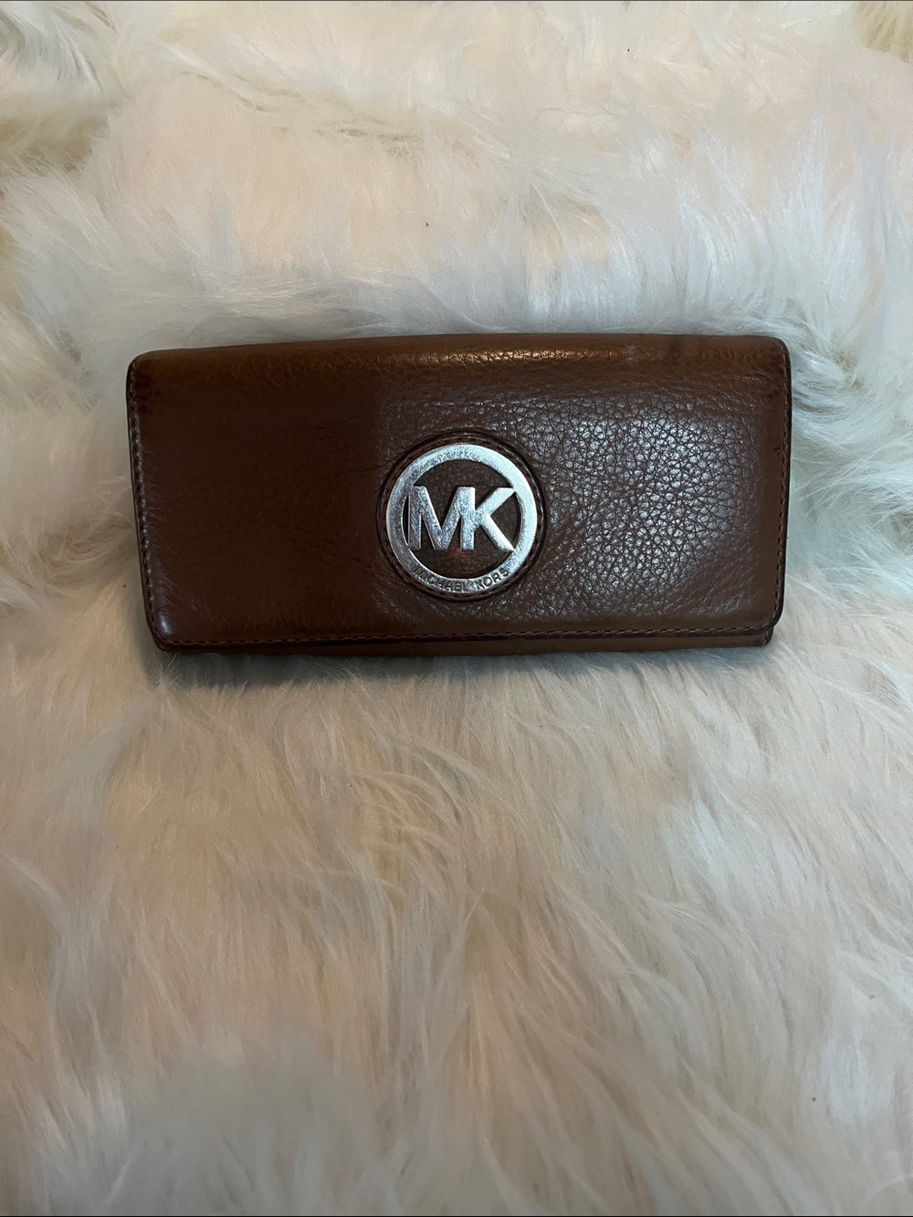 Michael Kors Chocolate Brown Leather MK Medallion Wallet